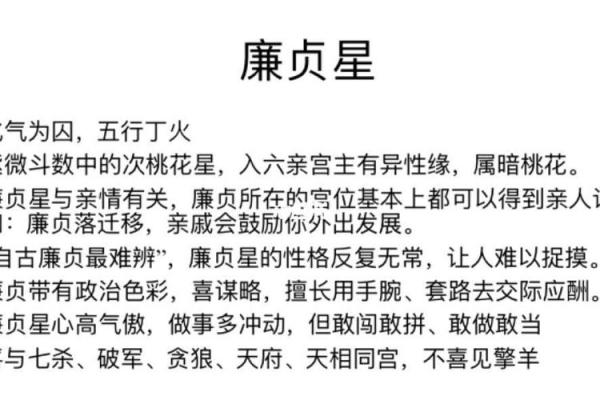 紫微斗数廉贞星在财帛宫